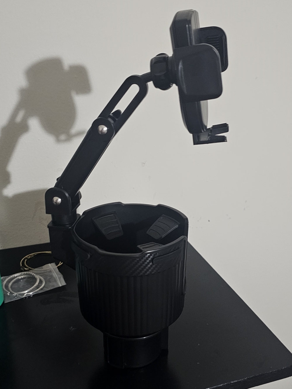 Adjustable Black Cup Holder Phone Mount with Flexible Arm